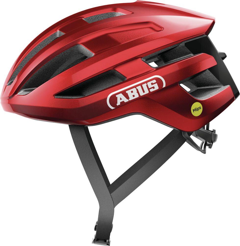 Abus PowerDome MIPS cykelhjelm i blaze red set skråt forfra