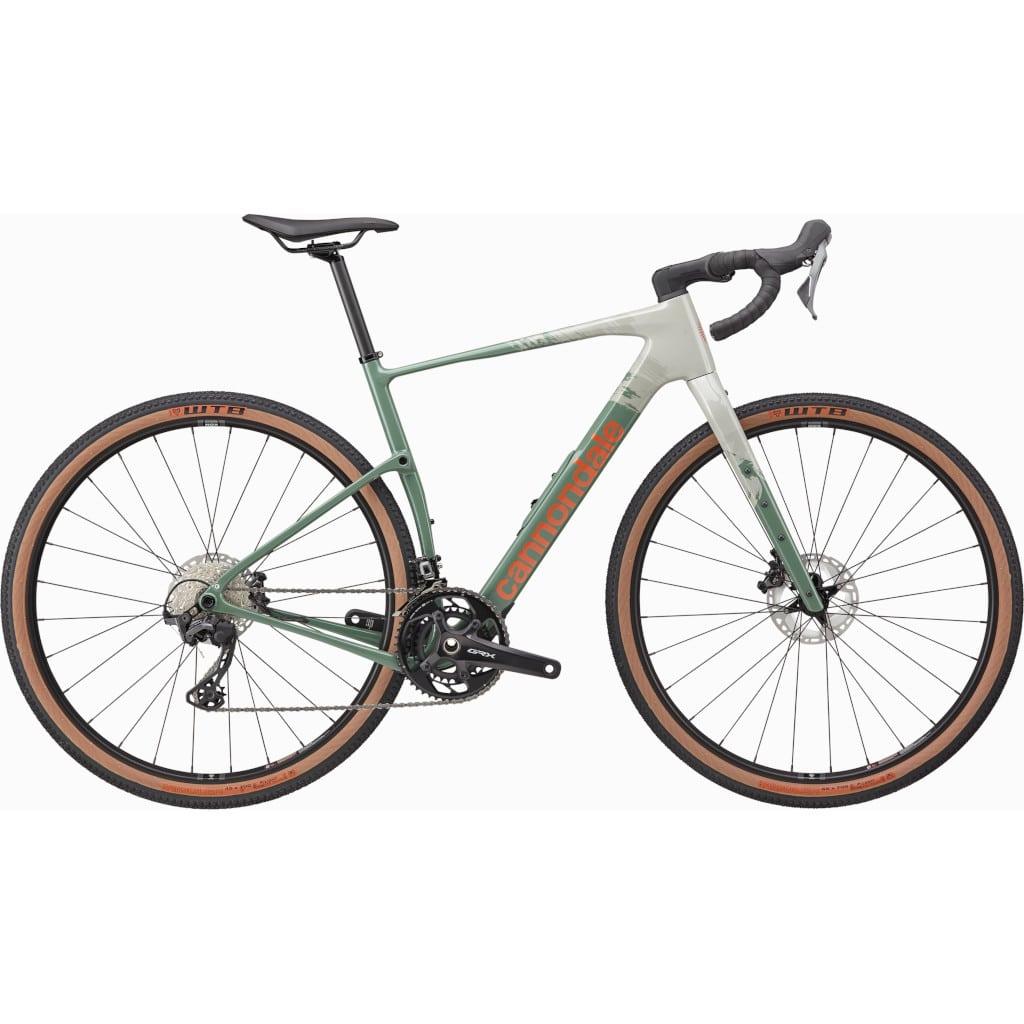 Cannondale Topstone Carbon 2 GRX 2x gravelbike i Tiger Shark med to klinger foran