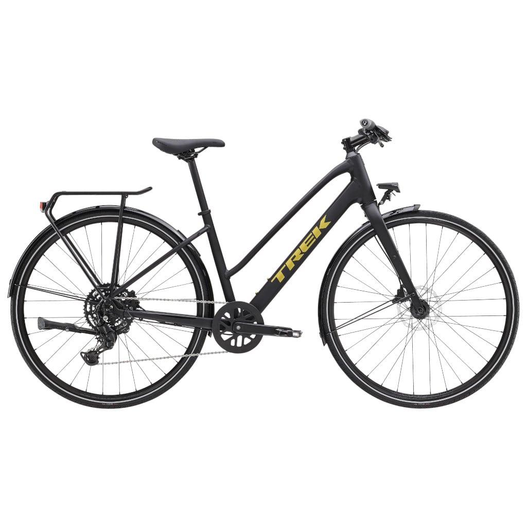 Trek FX 2 Equipped mid-step citybike i sort med hybridgeometri og udvendige gear