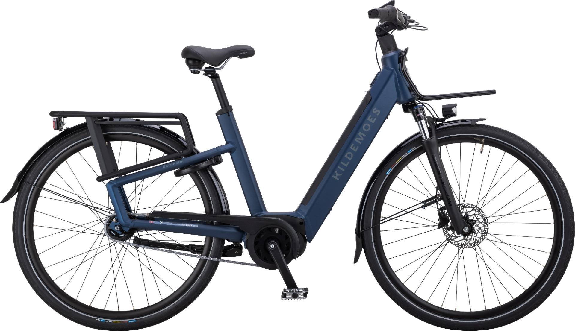 Kildemoes Bornholm elcykel i dusty blue med Bosch centermotor og lav indstigning