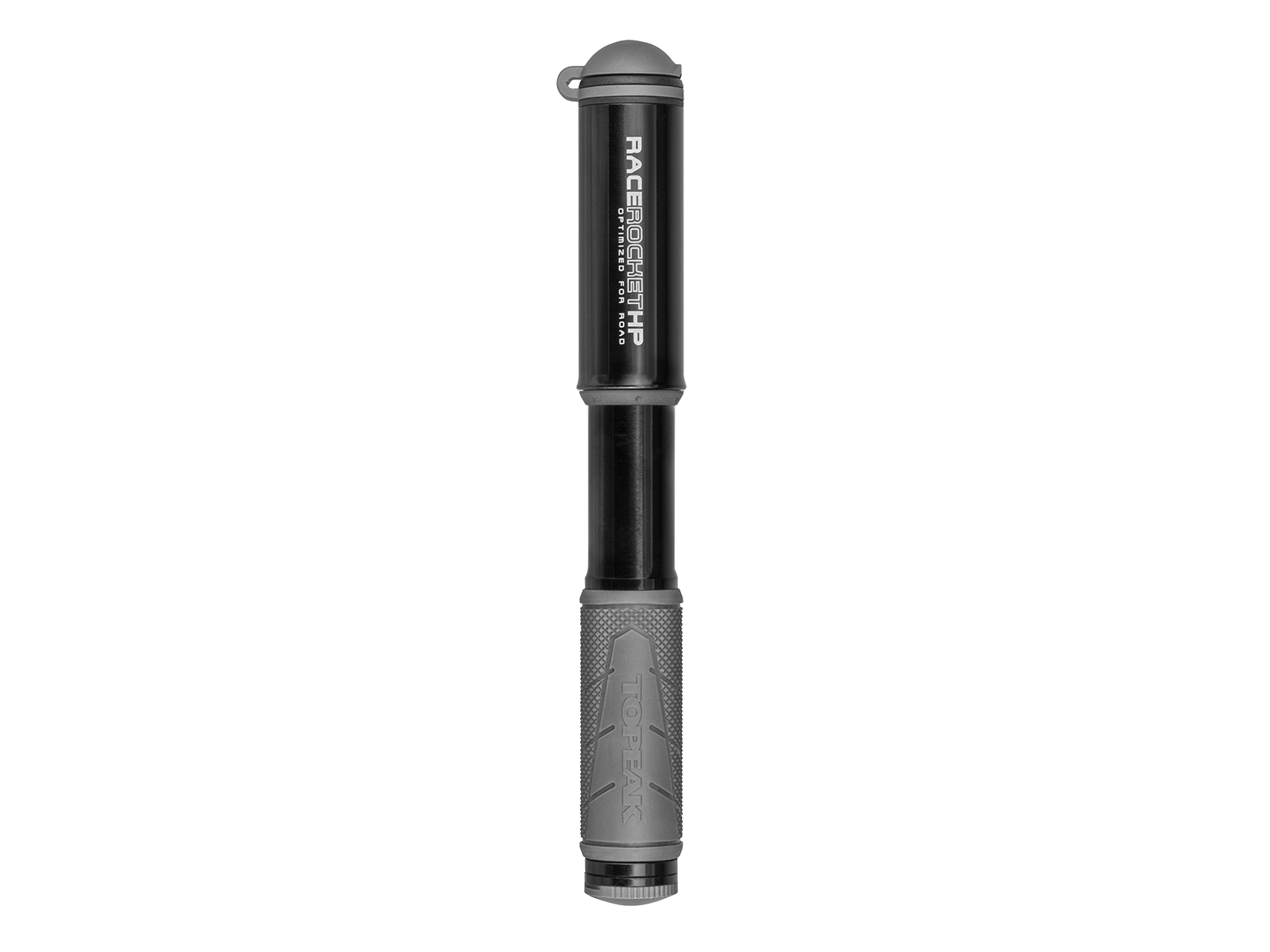 Topeak RaceRocket HP håndpumpe i sort aluminium med udtrækkelig slange og SmartHead-pumpehoved