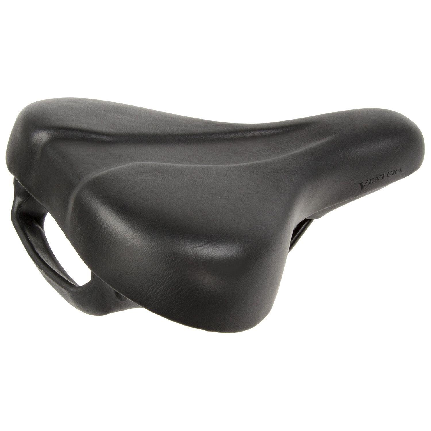 VENTURA E-Grip cykelsadel i sort med kraftig, blød polstring