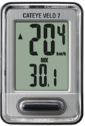 Cateye Velo 7 VL-520 kabelcykelcomputer i sort med stort tal-display og styrbeslag