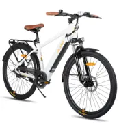 Hiland Pulse elcykel i hvid med 250 W baghjulsmotor og aftageligt 280 Wh batteri