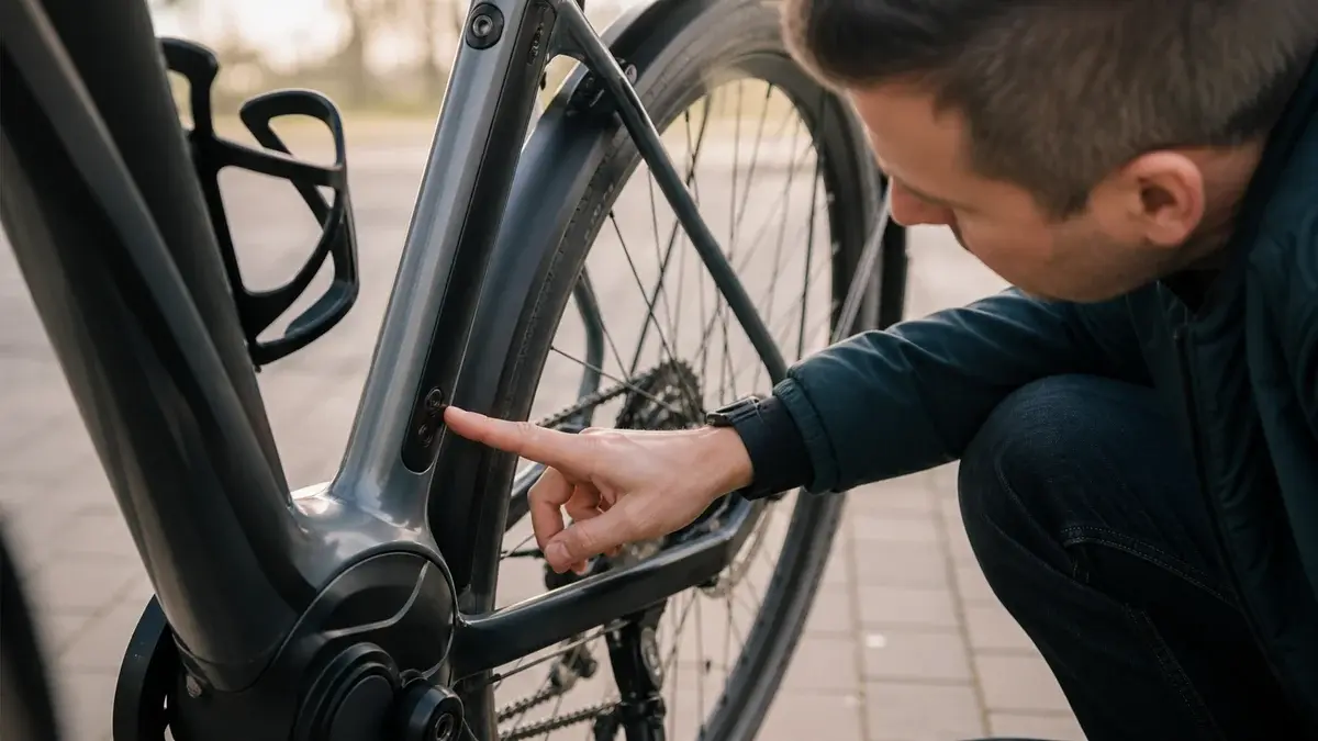 Dekorativ grafik i sitets farver til guiden om stelnummer på cykel og opslag i politiets cykelregister