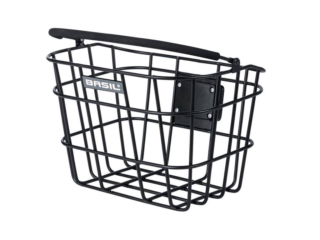 Basil Bremen frontkurv i sort aluminium med wire-konstruktion og KLICKfix adapterplade