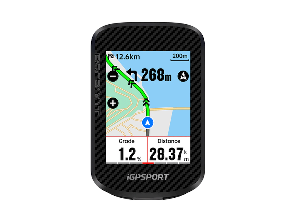 iGPSPORT BSC300T GPS-cykelcomputer i sort med farvedisplay og out-front-beslag