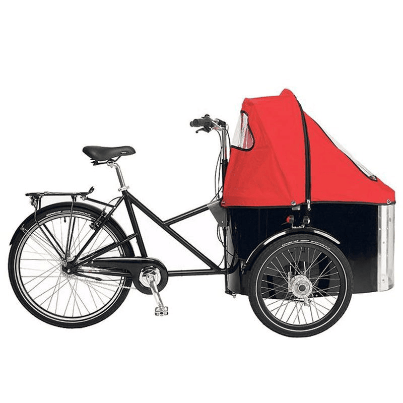 Nihola Family trehjulet ladcykel uden elmotor med lukket kabine til to børn