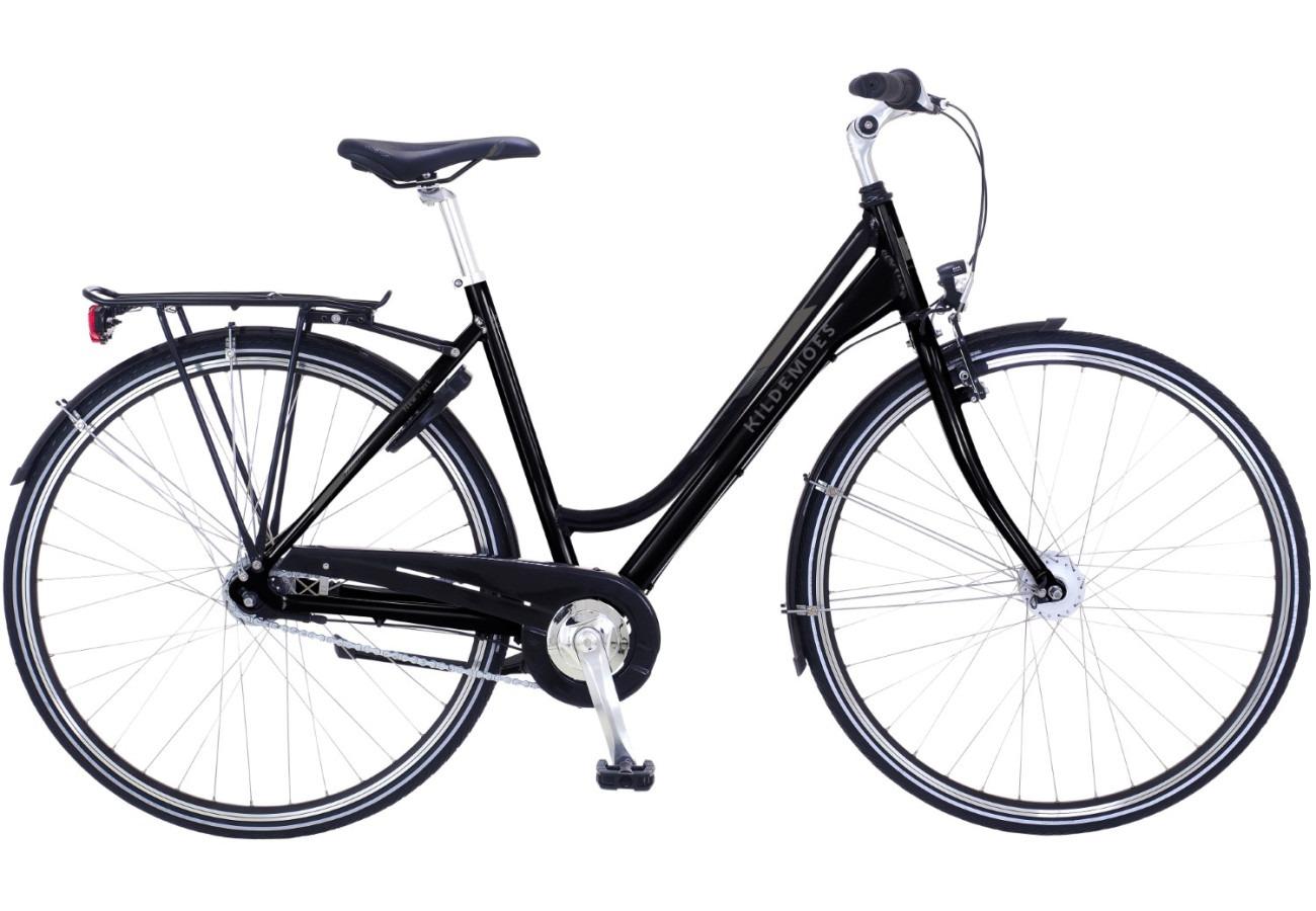 Kildemoes New York damecykel i sort, mellemstor pendlercykel i stelstørrelse 51