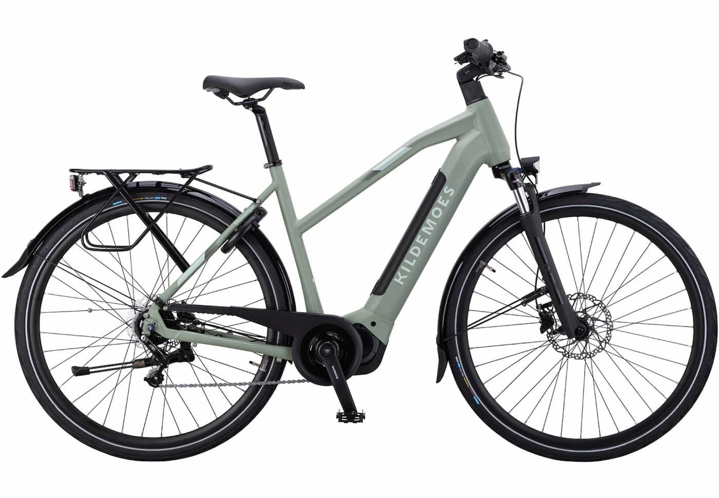 Kildemoes Stavanger dame elcykel i dusty green matt med lav indstigning og centermotor